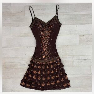 GRAIL y2k vintage Sue Wong brown fairy dress